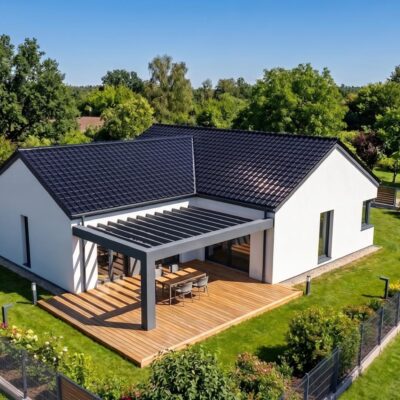 Budynek parterowy "L" z garażem - 124 m2